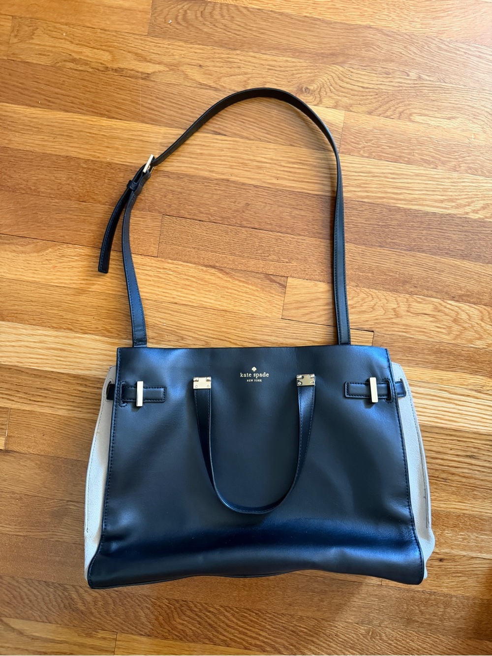 Kate Spade Parker Street Aisley Tote Black Leather and Seude Side Panels